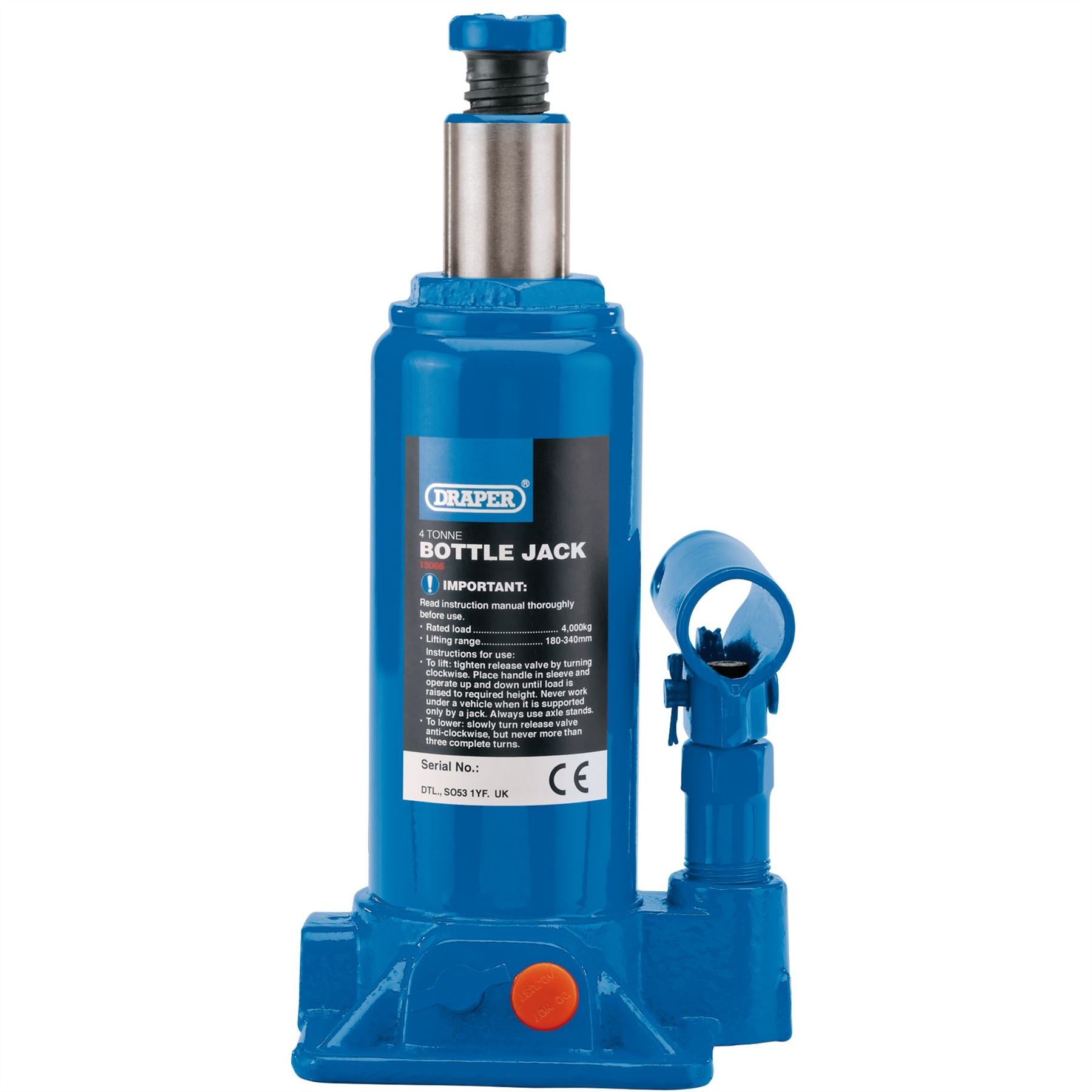 Draper 13066 Hydraulic Bottle Jack 4 Tonne Draper