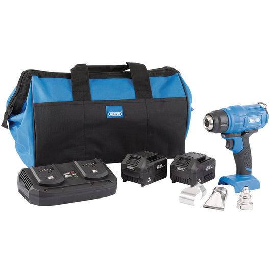 Draper 99738 D20 20V Heat Gun 2 x 3.0 Ah Batteries 1 x Twin Charger 1 x Bag Draper
