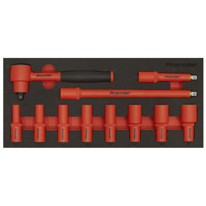Sealey TBTE01 Insulated Socket Set with Tool Tray 11pc 3/8"Sq Drive - VDE Approved Sealey
