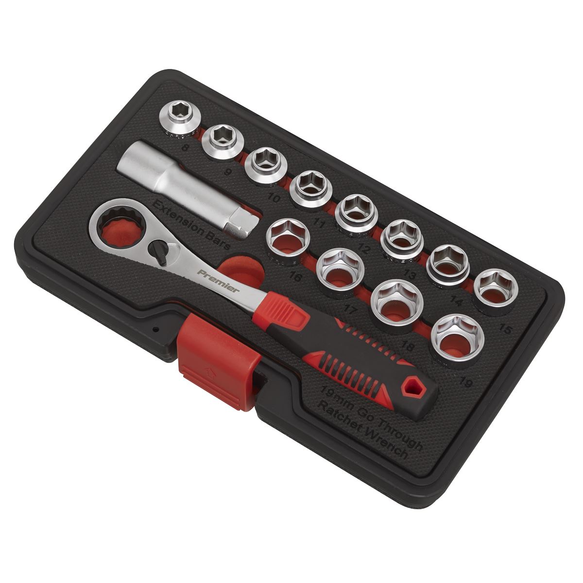 Sealey AK6926 Socket Set 14pc Go-Through Low Profile WallDrive® Metric Sealey