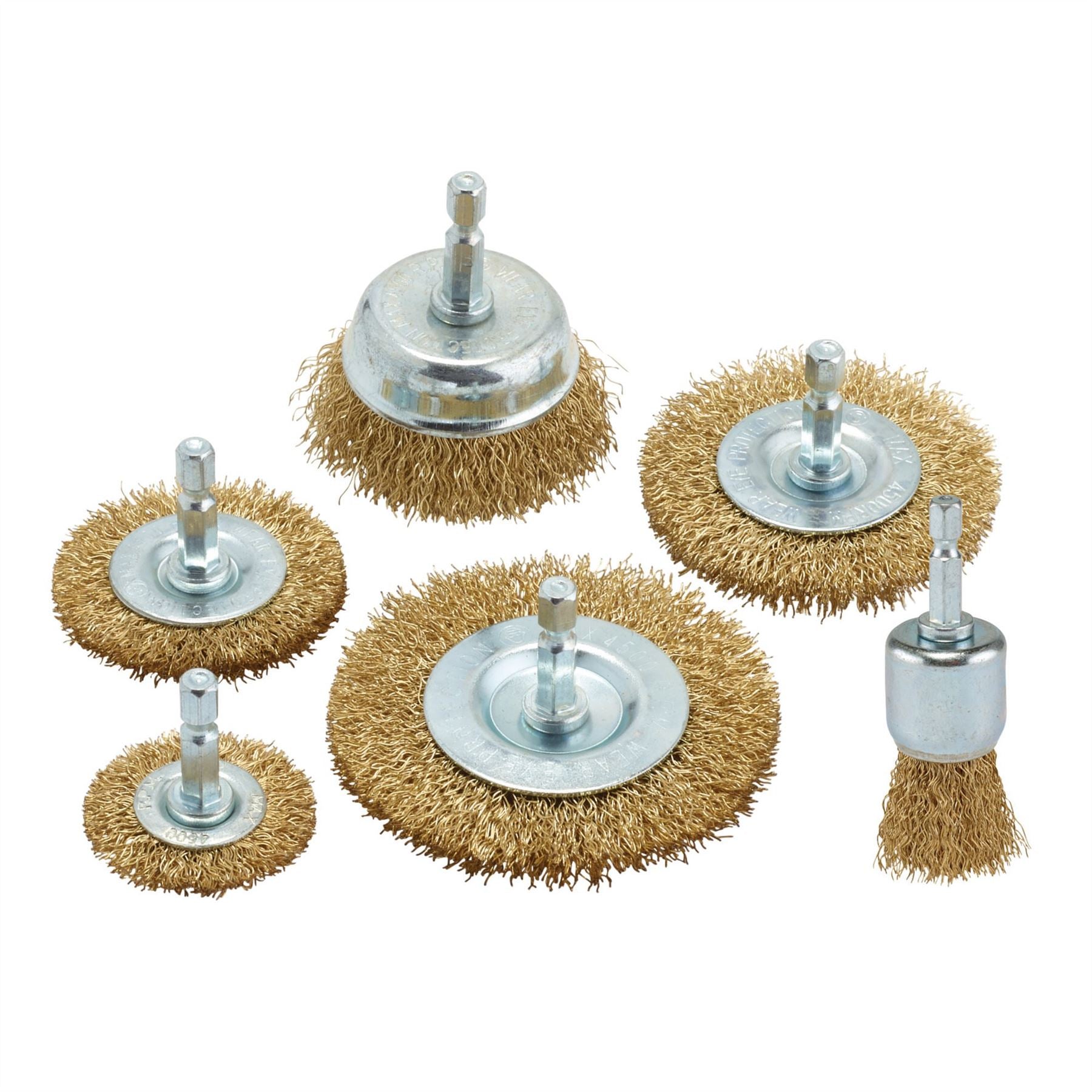 Draper 07436 Brassed Steel Crimped Wire Brush Set 6 Piece Draper