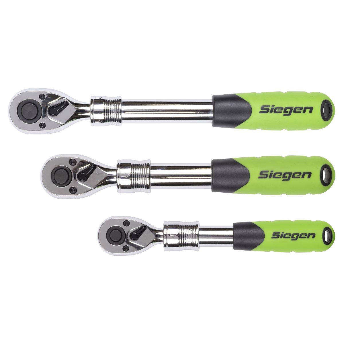 Siegen S01285 Ratchet Wrench Set Extendable 3 Piece 1/4", 3/8", 1/2" Siegen