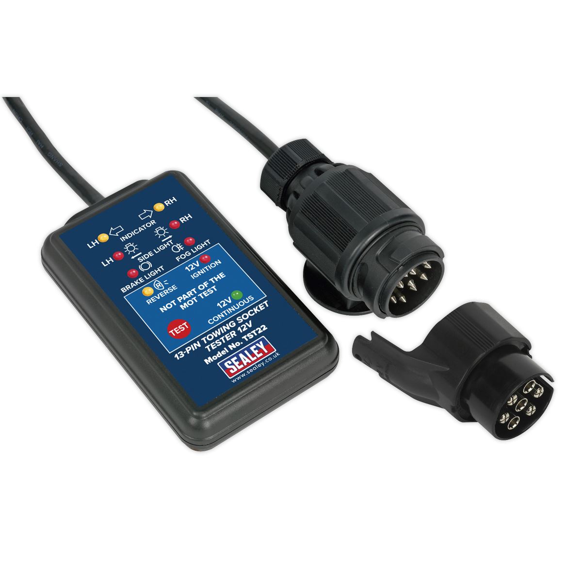 Sealey TST22 Towing Socket Tester 13-Pin 12V - DVSA Approved Sealey