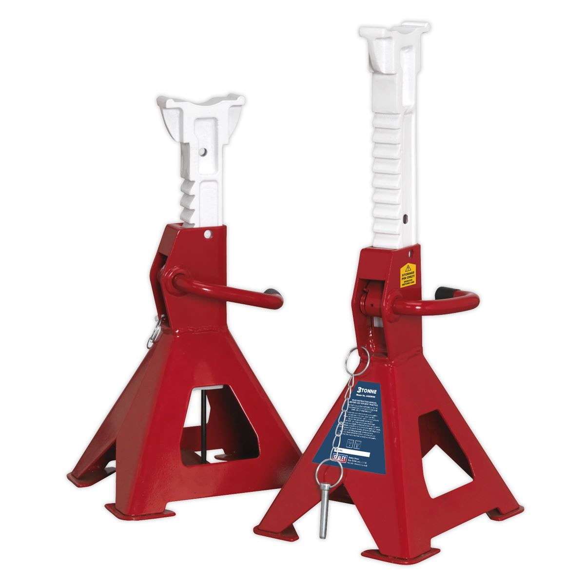 Sealey AAS3000 Auto Rise Ratchet Axle Stands (Pair) 3 Tonne Capacity per Stand Sealey