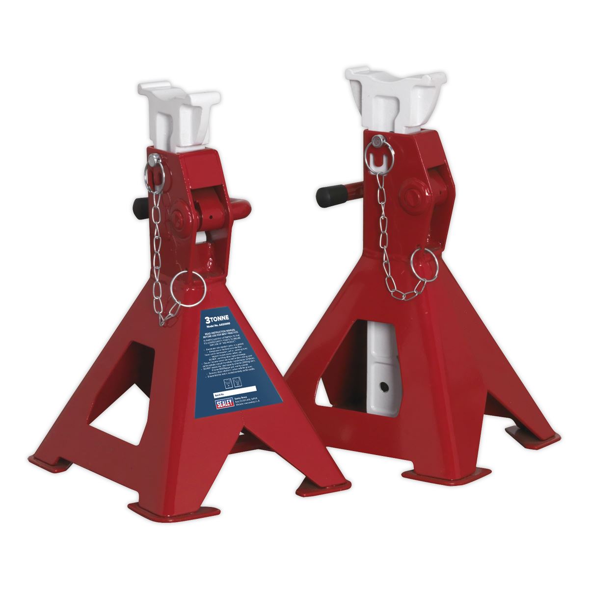 Sealey AAS3000 Auto Rise Ratchet Axle Stands (Pair) 3 Tonne Capacity per Stand Sealey