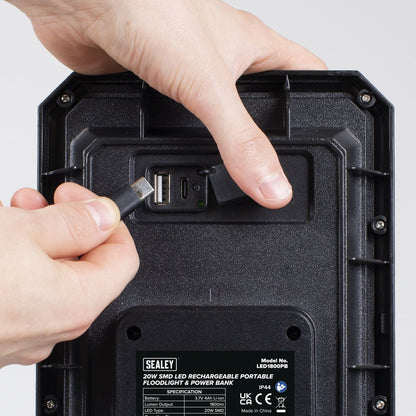 Sealey LED1800PB Rechargeable Portable Floodlight & Power Bank 20W SMD LED Sealey