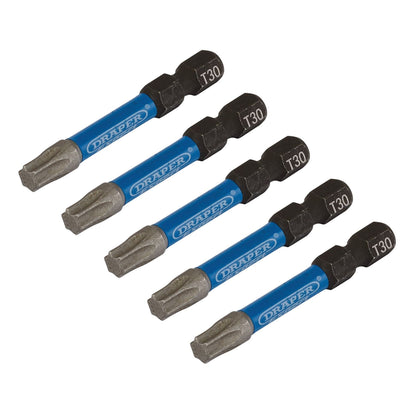 Draper 05656 Expert TX-STAR® Impact Screwdriver Bits T30 x 50mm 1/4" Hex Pack of 5 Draper