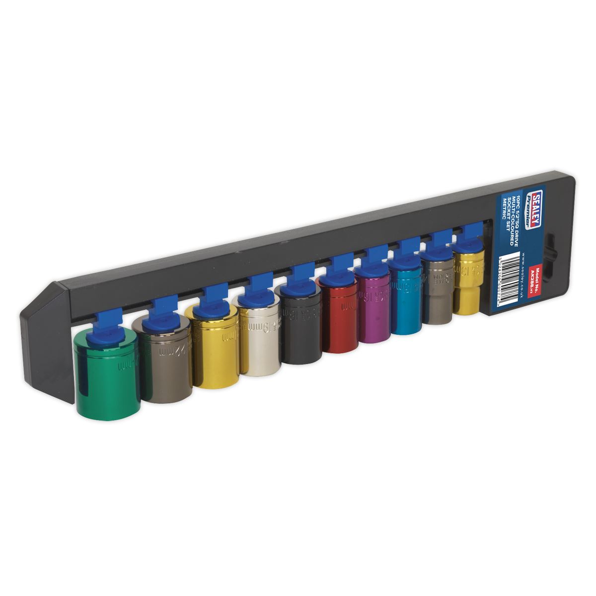 Sealey AK288 Multi-Coloured Socket Set 10pc 1/2"Sq Drive WallDrive® Metric Sealey