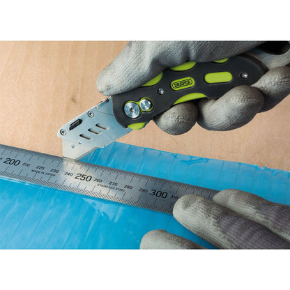 Draper 24424 Folding Trimming Knife with Belt Clip Green/Orange Draper