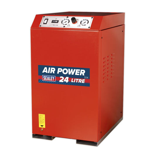 Sealey SAC82425VLN Compressor 24ltr V-Twin Direct Drive 2.5hp Cabinet Low Noise Sealey