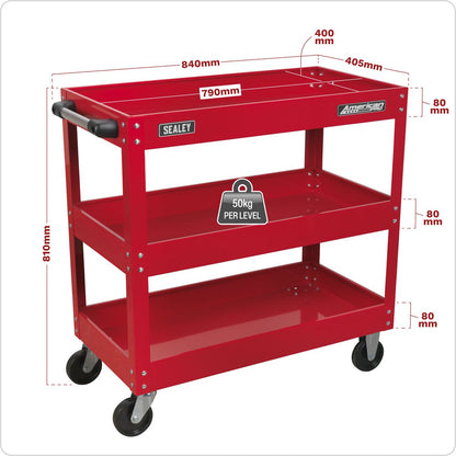 Sealey CX108 Workshop Trolley 3-Level Heavy-Duty Sealey