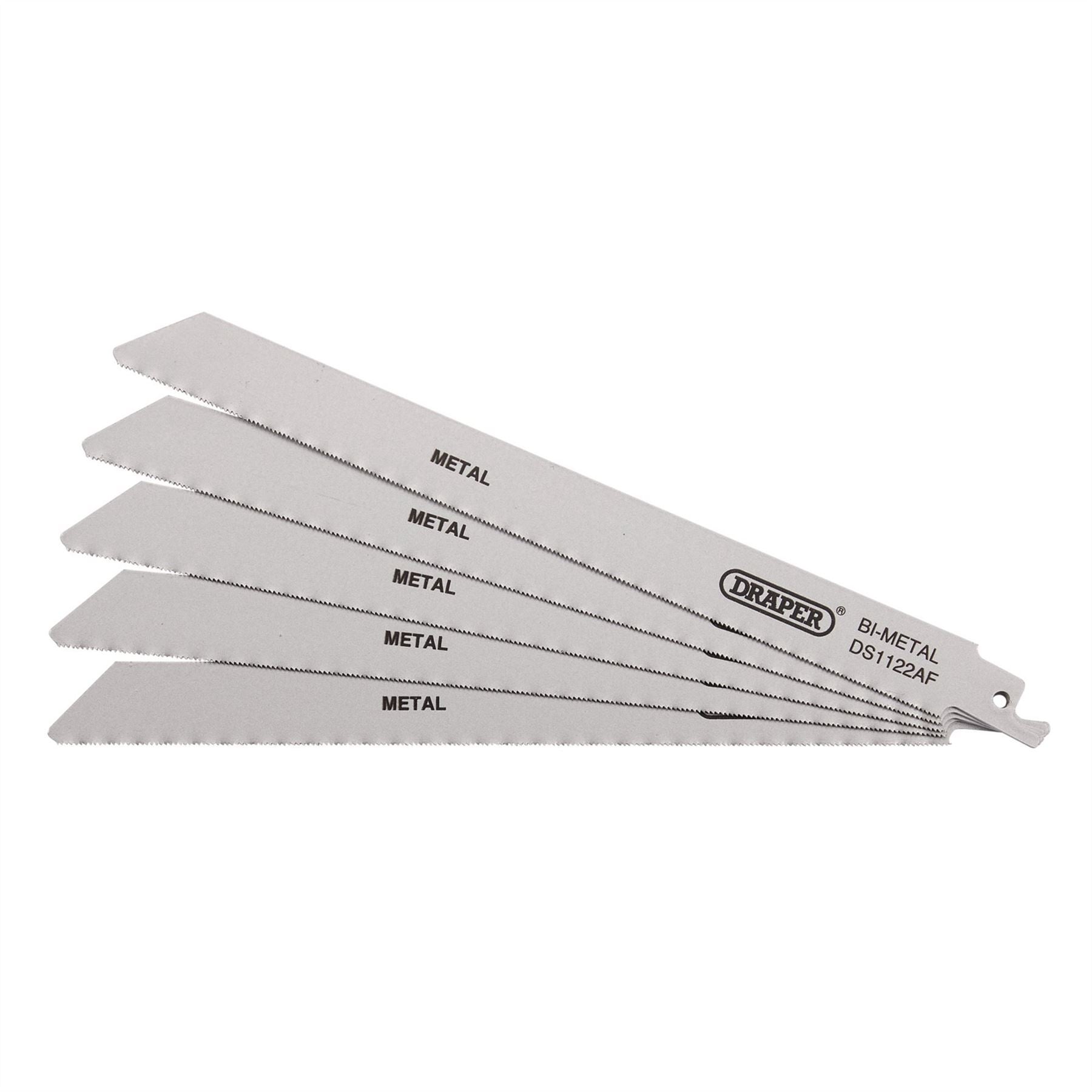 Draper 38593 Bi-metal Reciprocating Saw Blades for Metal Cutting 225mm 24tpi Pack of 5 Draper