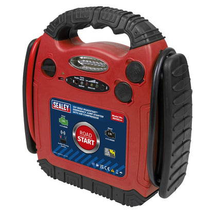 Sealey RS132 RoadStart® Emergency Jump Starter with Air Compressor 12V 900 Peak Amps Sealey