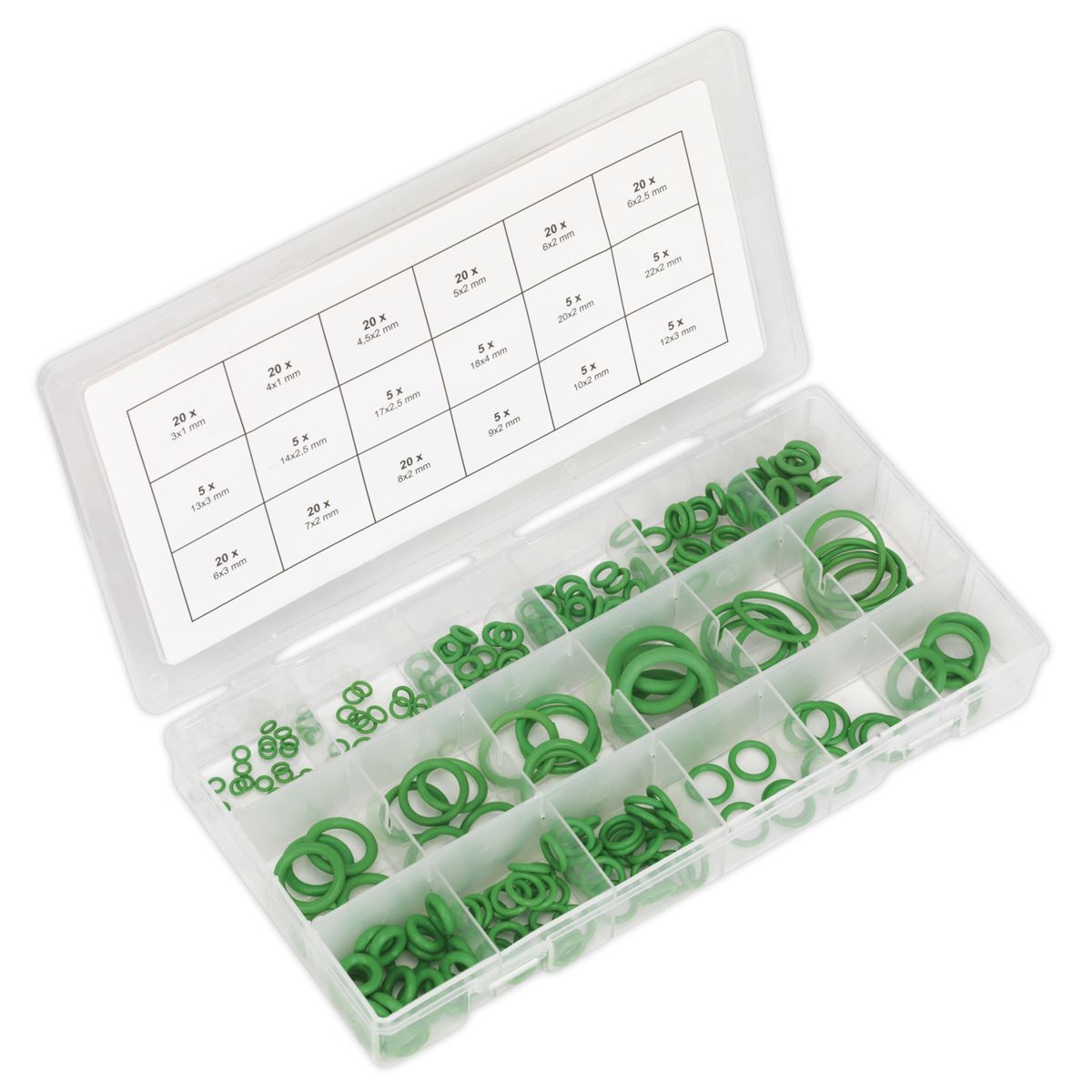 Sealey ACOR225 Air Conditioning Rubber O-Ring Assortment 225pc - Metric Sealey