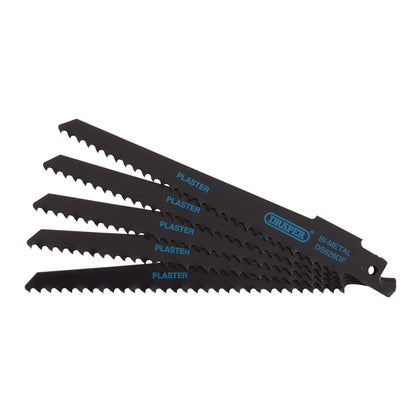 Draper 43426 Bi-metal Reciprocating Saw Blades for Plaster Cutting 150mm 6tpi Pack of 5 Draper