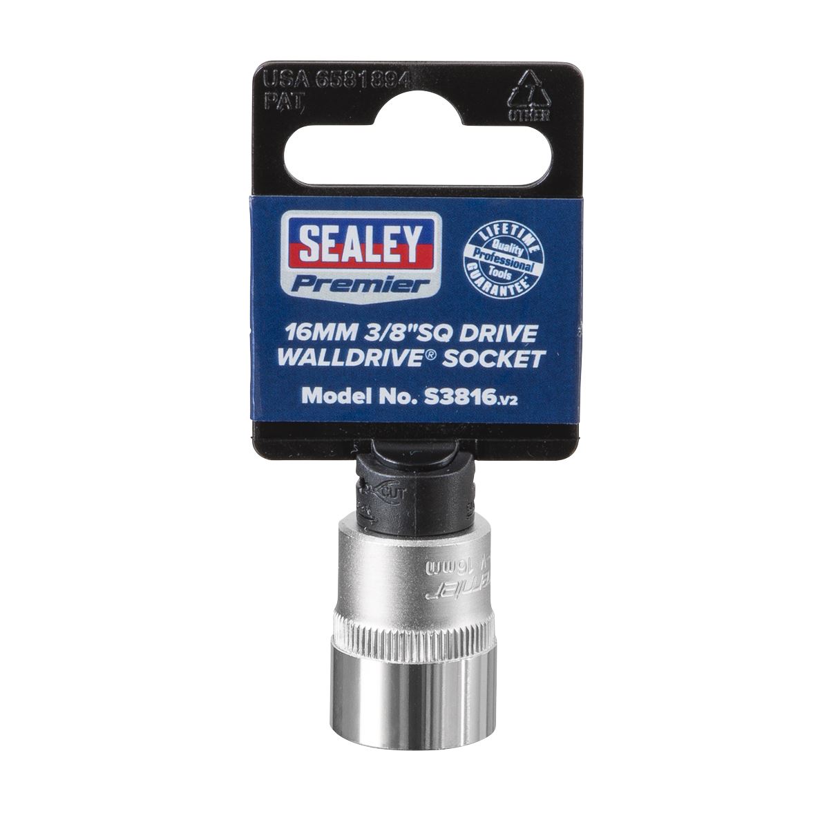 Sealey S3816 WallDrive® Socket 16mm 3/8"Sq Drive Sealey