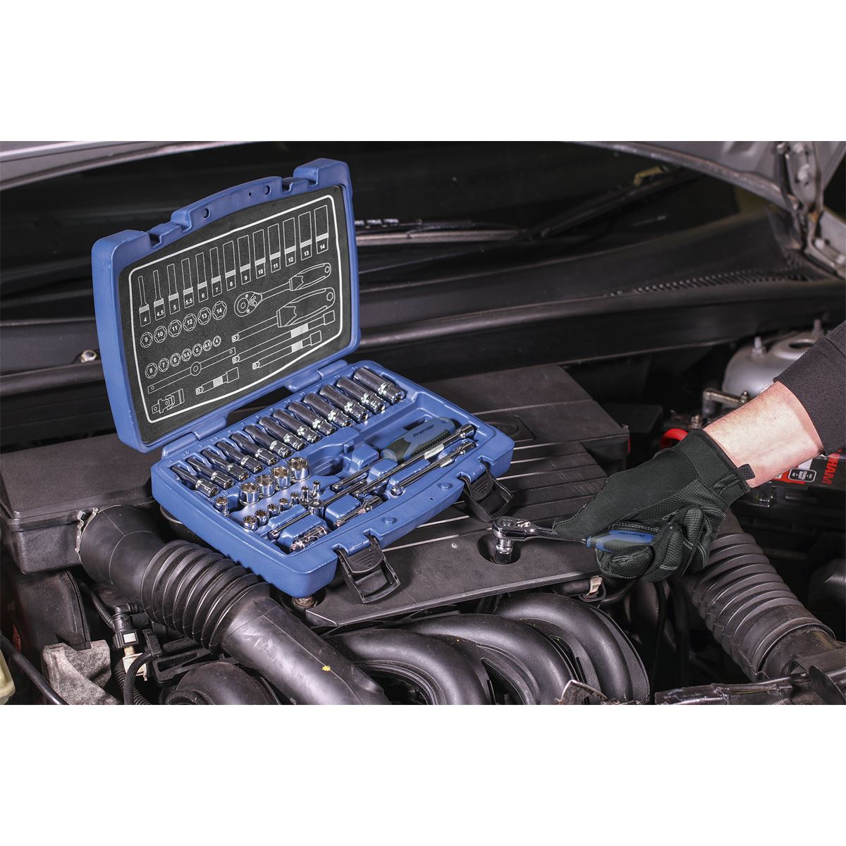 Sealey AK8990 Socket Set 33pc 1/4"Sq Drive 6pt WallDrive® Metric Sealey