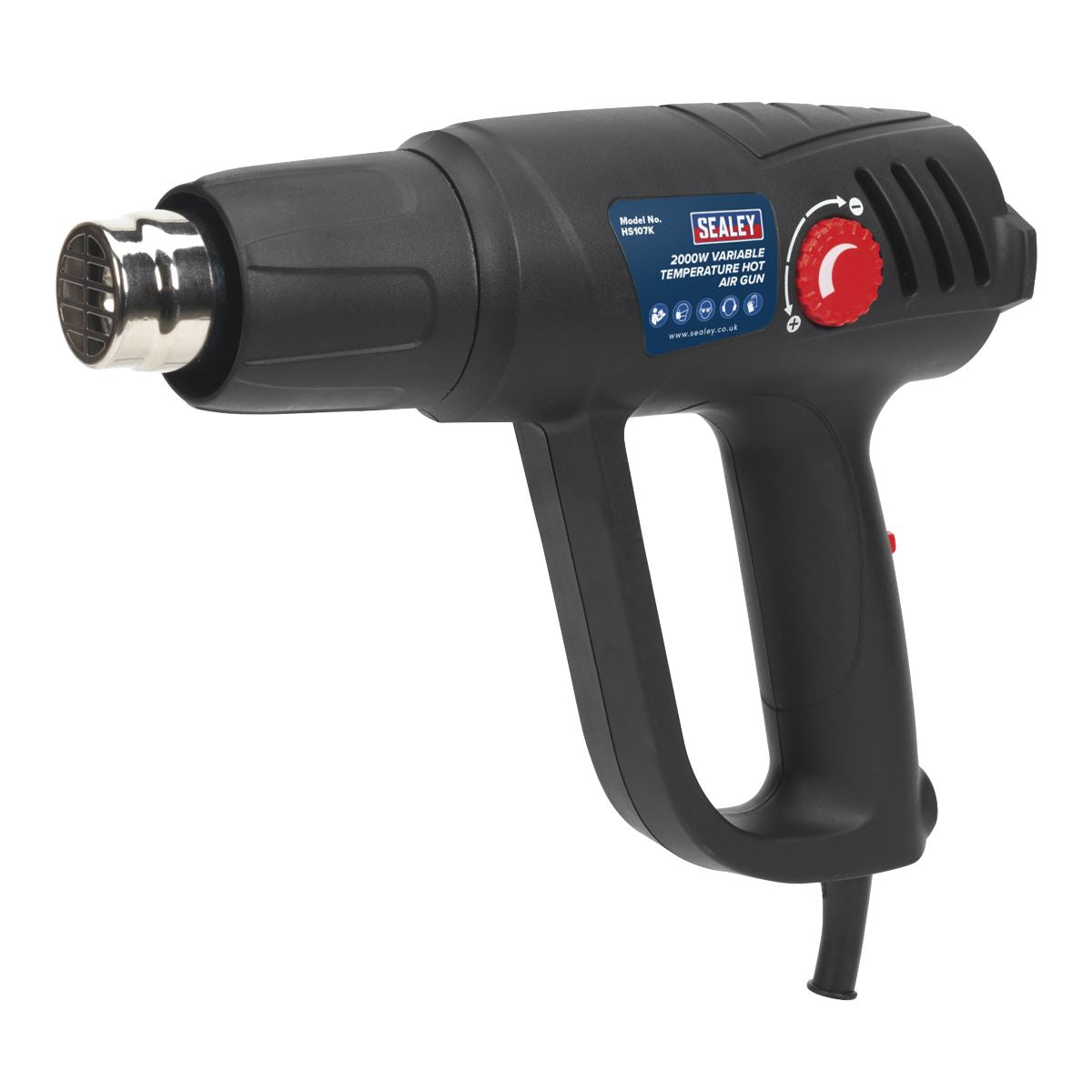 Sealey HS107K Variable Temperature Hot Air Gun Kit 2000W 50-450°C/90-600°C Sealey
