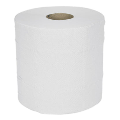 Sealey WHT150 Paper Roll White 2-Ply Embossed 150m Pack of 6 Sealey