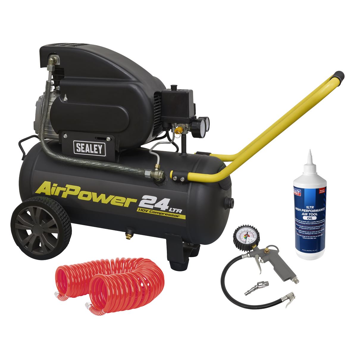 Sealey SAC2420E110VSC Air Compressor 24L Direct Drive 2hp 110V  With Accesories Sealey