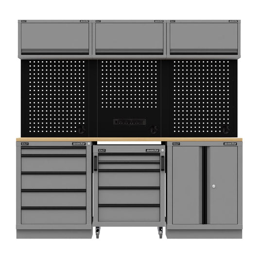 Sealey APMSBESTACK03W Superline PRO® Black Edition Storage System with Rubber Wood Worktop 2.04m Sealey