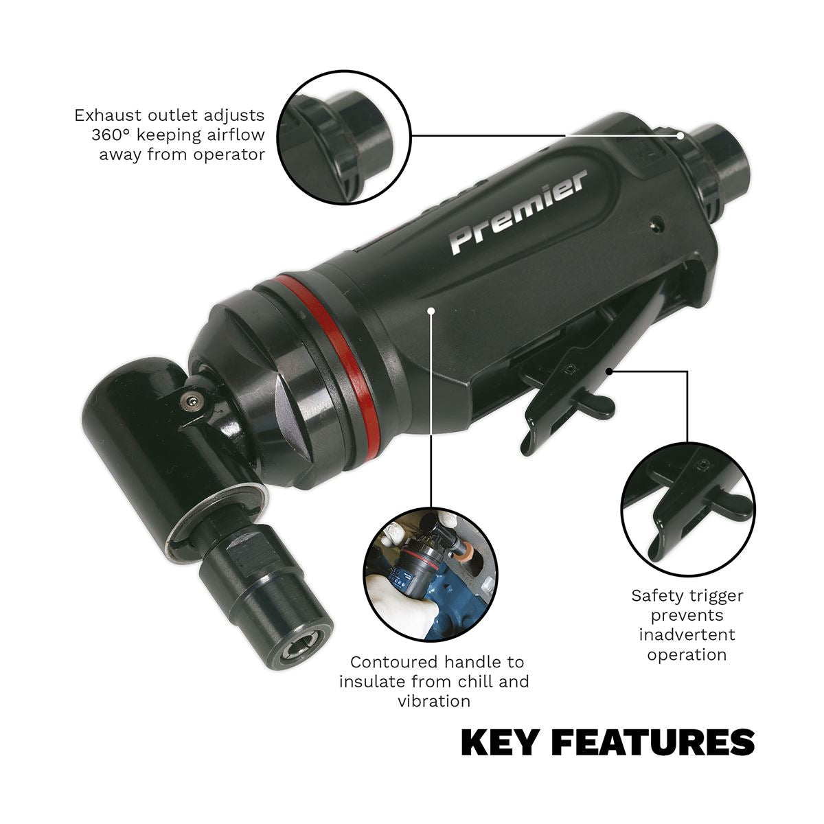 Sealey SA655 Air Die Grinder Maxi Size 90° Premier Sealey