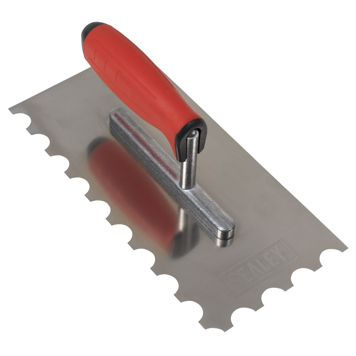Sealey T6701 Stainless Steel 270mm Semicircle Tooth Trowel - Rubber Handle - Aluminium Foot Sealey