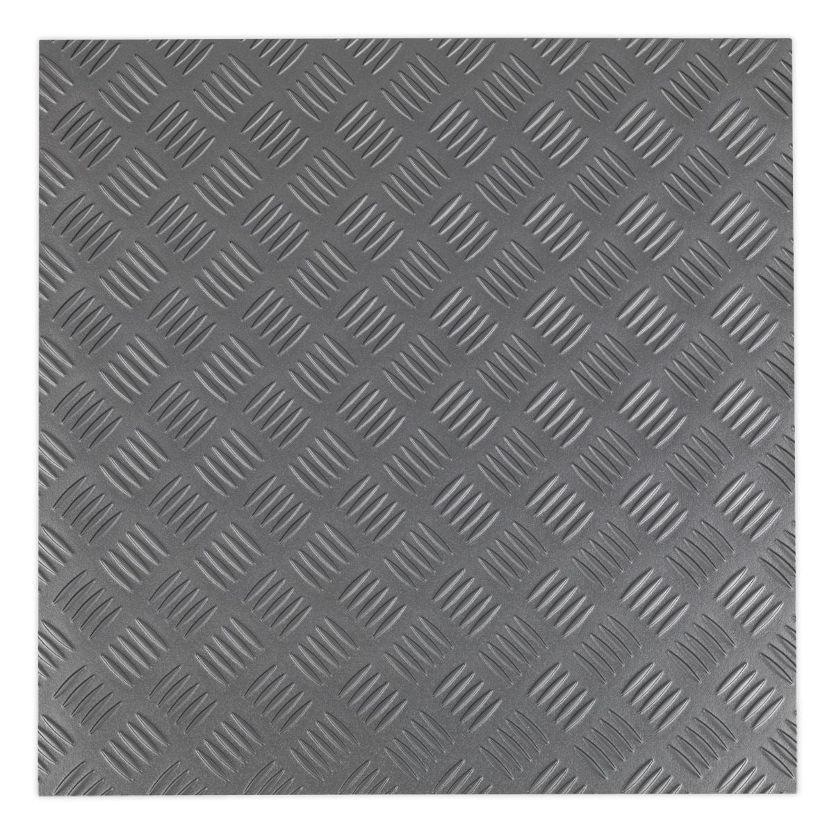 Sealey FT1S Vinyl Floor Tile with Peel & Stick Backing - Silver Treadplate Pack of 16 Sealey