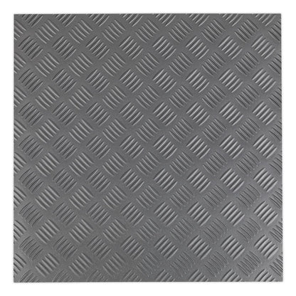 Sealey FT1S Vinyl Floor Tile with Peel & Stick Backing - Silver Treadplate Pack of 16 Sealey