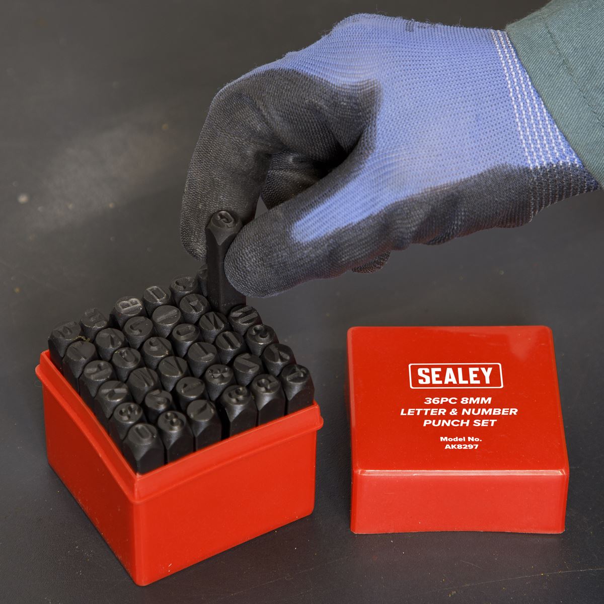 Sealey AK8297 Letter & Number Punch Set 36pc 8mm Sealey