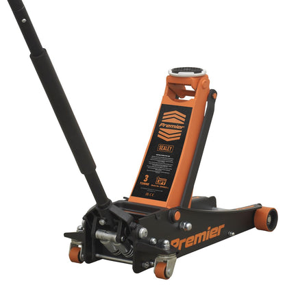 Sealey 3040AO Premier Low Profile Trolley Jack with Rocket Lift 3 Tonne - Orange Sealey