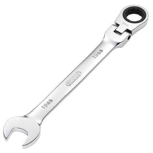 Draper 52021 HI-TORQ® Metric Flexible Head Ratcheting Combination Spanner 19mm Draper