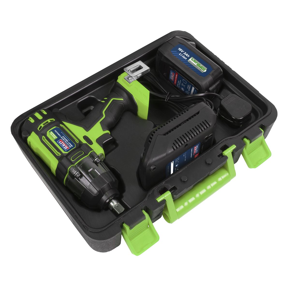 Sealey CP400LIHV Cordless Impact Wrench 18V 3Ah Lithium-ion 1/2"Sq Drive Hi-Vis Sealey