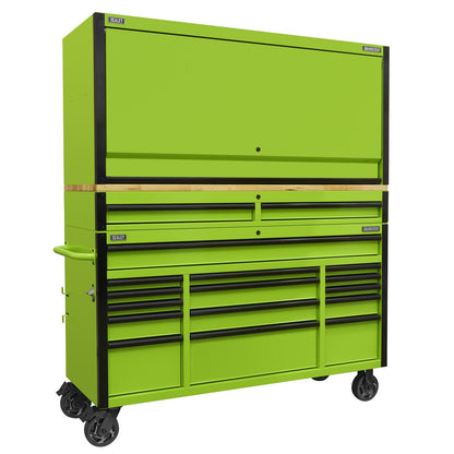 Sealey AP6115BECOMBO1 15 Drawer 1549mm Mobile Trolley with Wooden Worktop and Hutch and 2 Drawer Riser Sealey