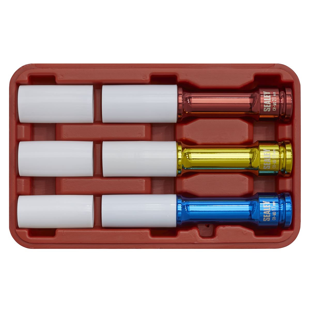 Sealey SX031D Alloy Wheel Long Reach Impact Socket Set 3pc 1/2"Sq Drive Sealey