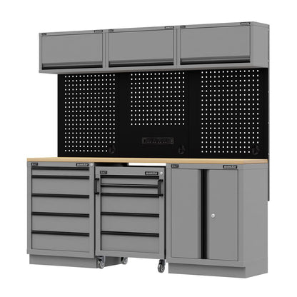 Sealey APMSBESTACK03W Superline PRO® Black Edition Storage System with Rubber Wood Worktop 2.04m Sealey