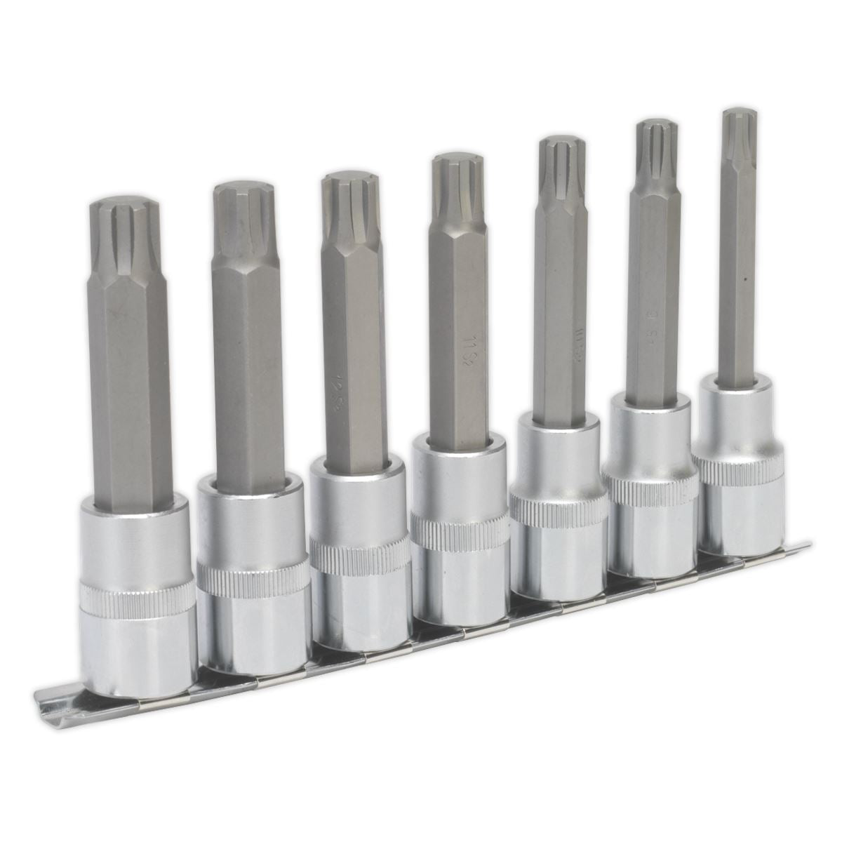 Sealey AK6235 Ribe Socket Bit Set 7pc 1/2"Sq Drive 100mm Sealey