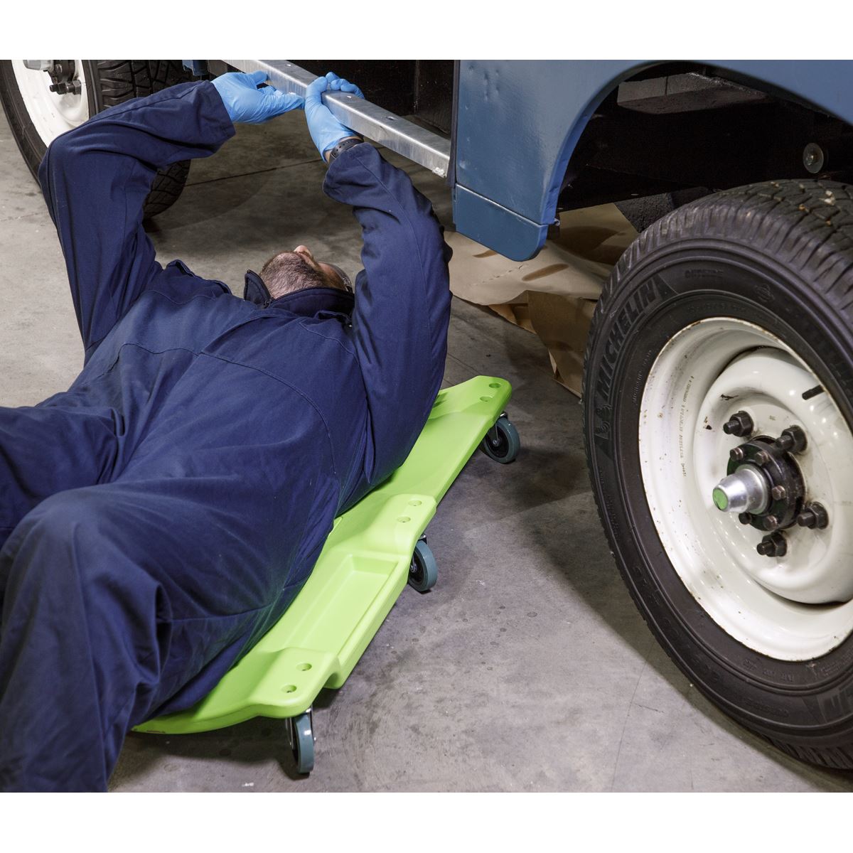 Sealey SCR80HV Composite Creeper with 6 Wheels - Hi-Vis Green Sealey