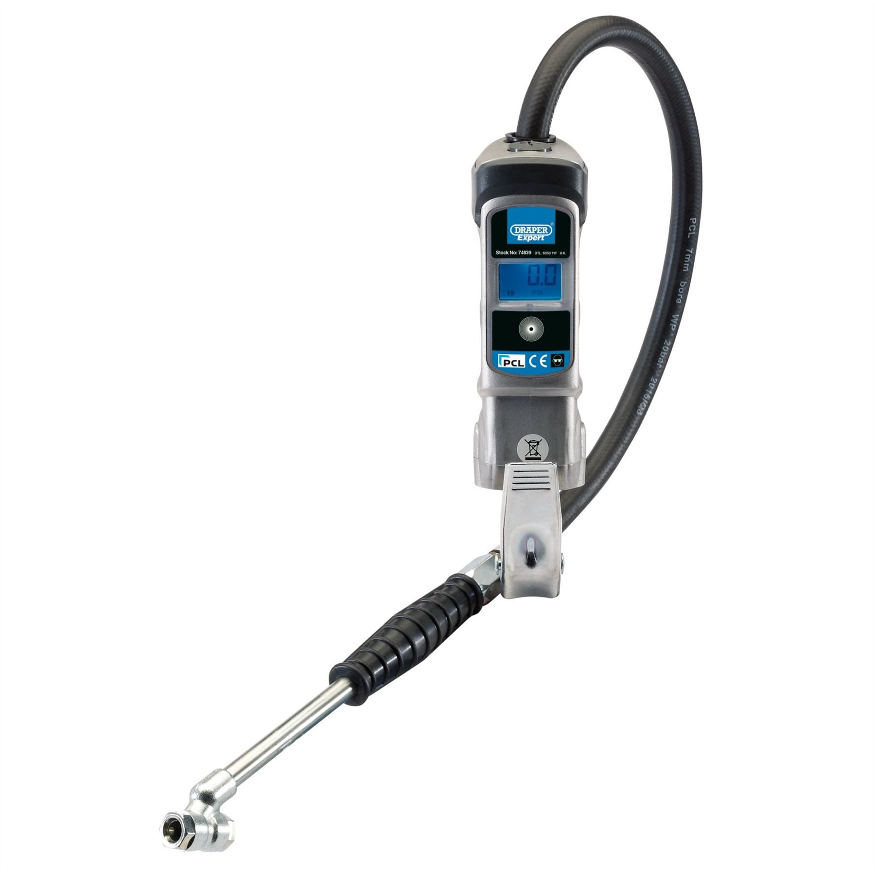 Draper 74839 Digital Gauge Air Line Inflator with Twin Connectors Draper