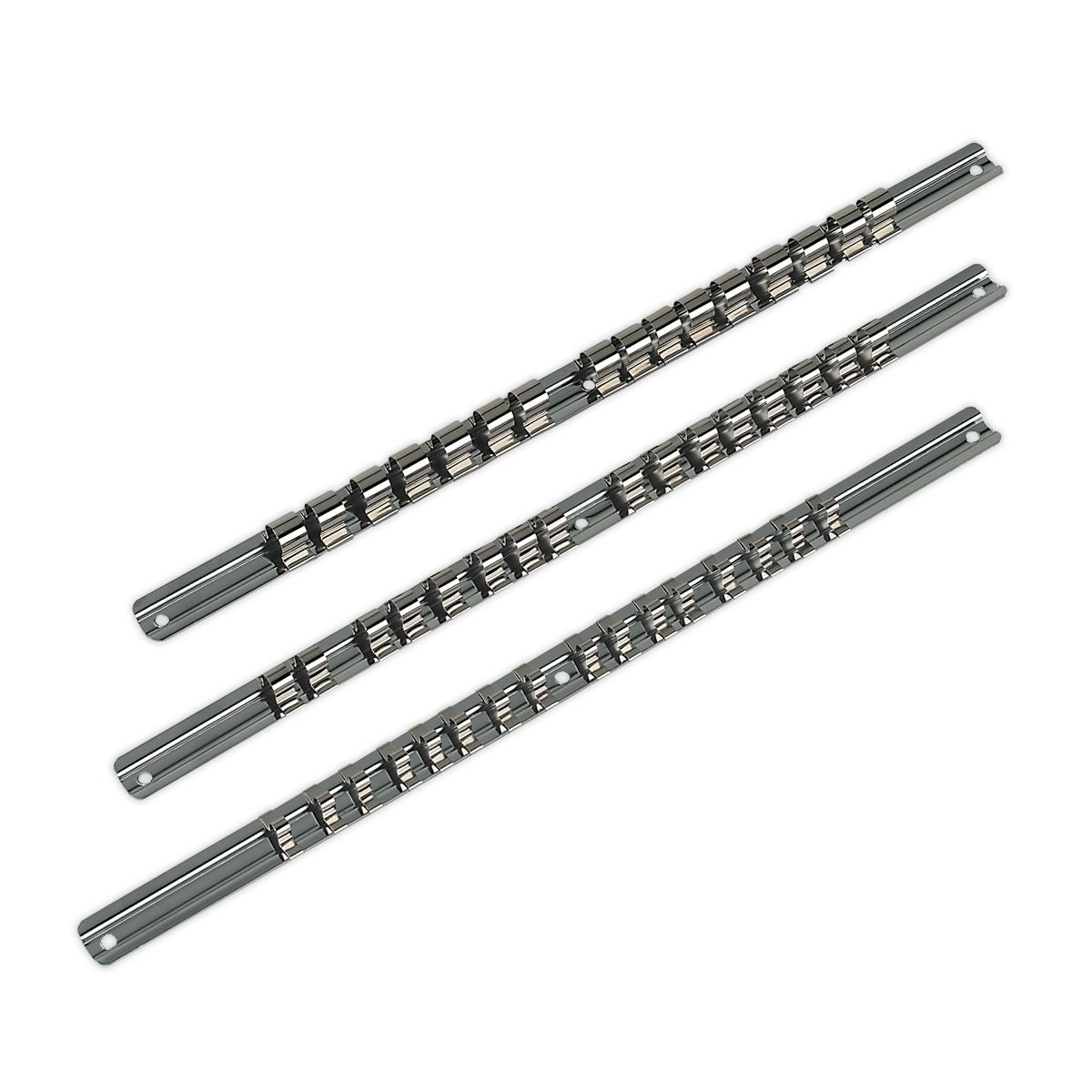 Sealey AK270 Socket Retaining Rail Set 3pc 1/4" 3/8" & 1/2"Sq Drive Sealey