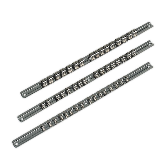 Sealey AK270 Socket Retaining Rail Set 3pc 1/4" 3/8" & 1/2"Sq Drive Sealey