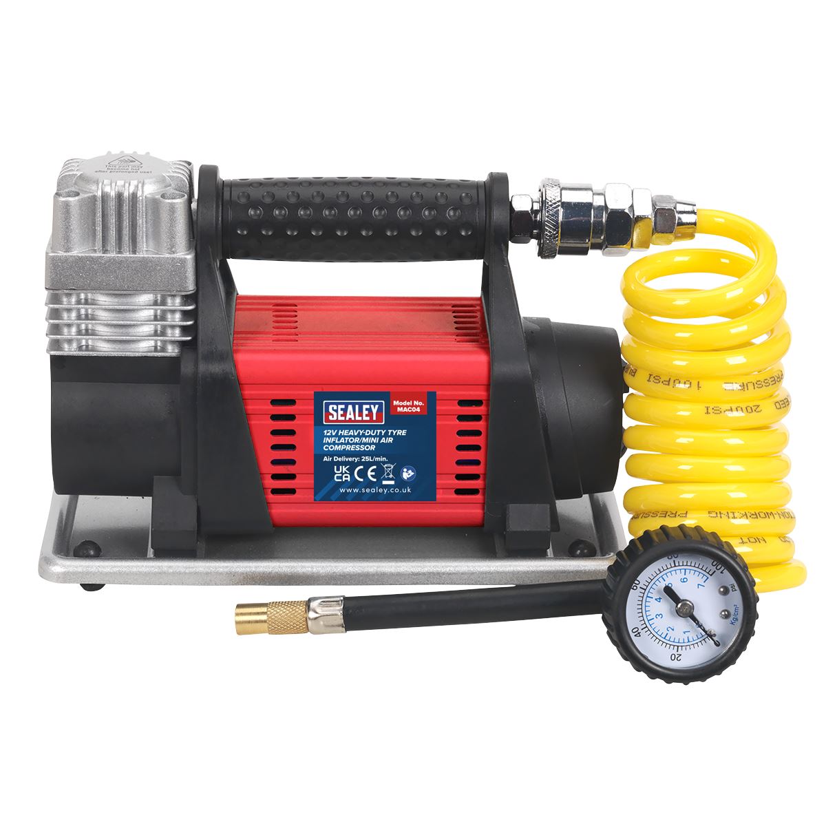 Sealey MAC04 Tyre Inflator/Mini Air Compressor 12V Heavy-Duty Sealey