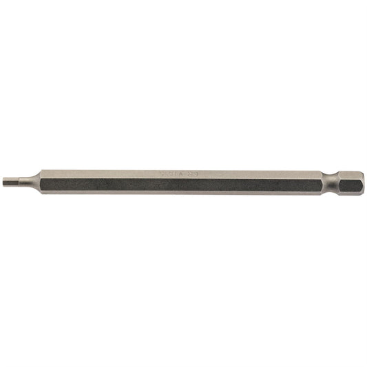 Draper 64371 Hexagonal Insert Bit 2.5mm 1/4" Hex 100mm Long Pack of 1 Draper