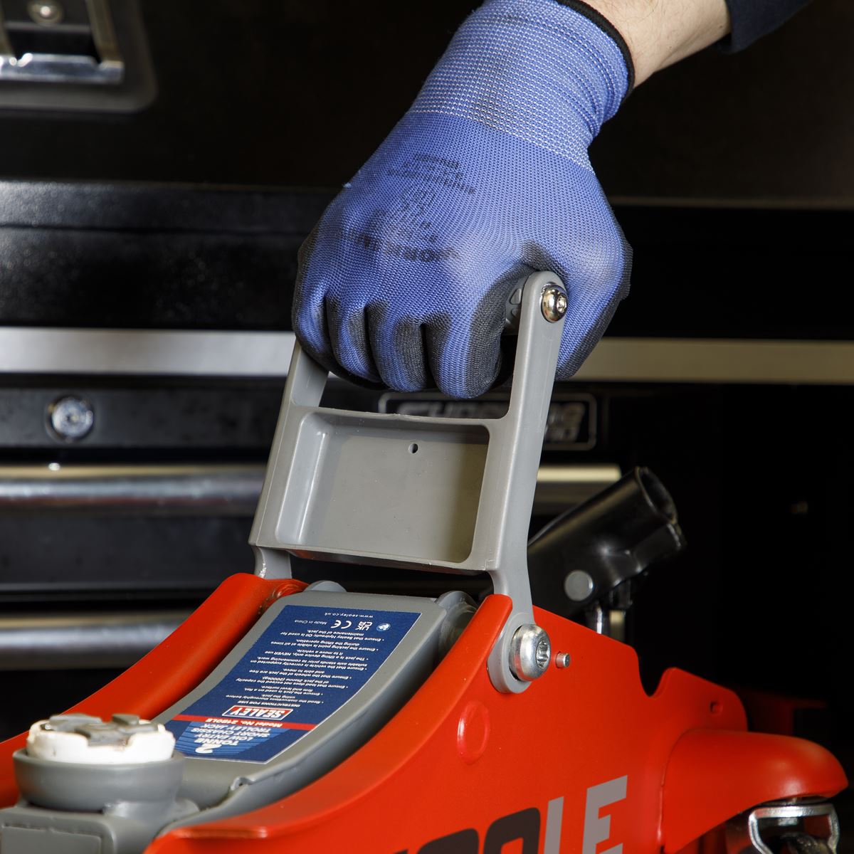 Sealey 2180LE 180° Handle Low Profile Short Chassis Trolley Jack 2 Tonne - Red Sealey