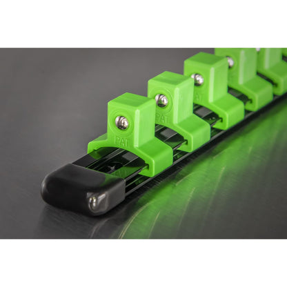 Sealey AK27054HV Socket Retaining Rail with 16 Clips 1/2"Sq Drive - Hi-Vis Green Sealey