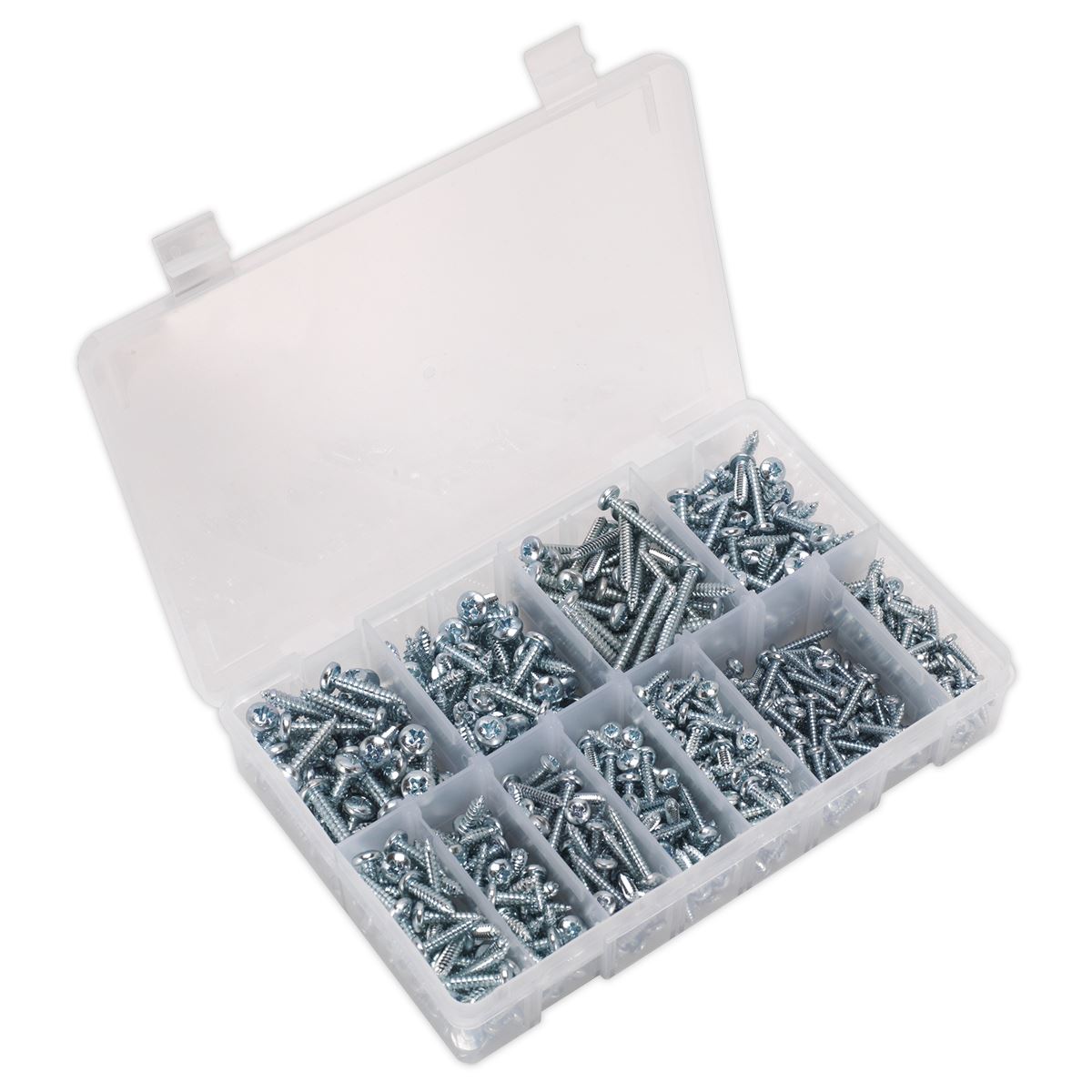 Sealey AB063STPH Self-Tapping Screw Assortment DIN 7981CZ 700pc Pan Head Pozi Zinc Sealey