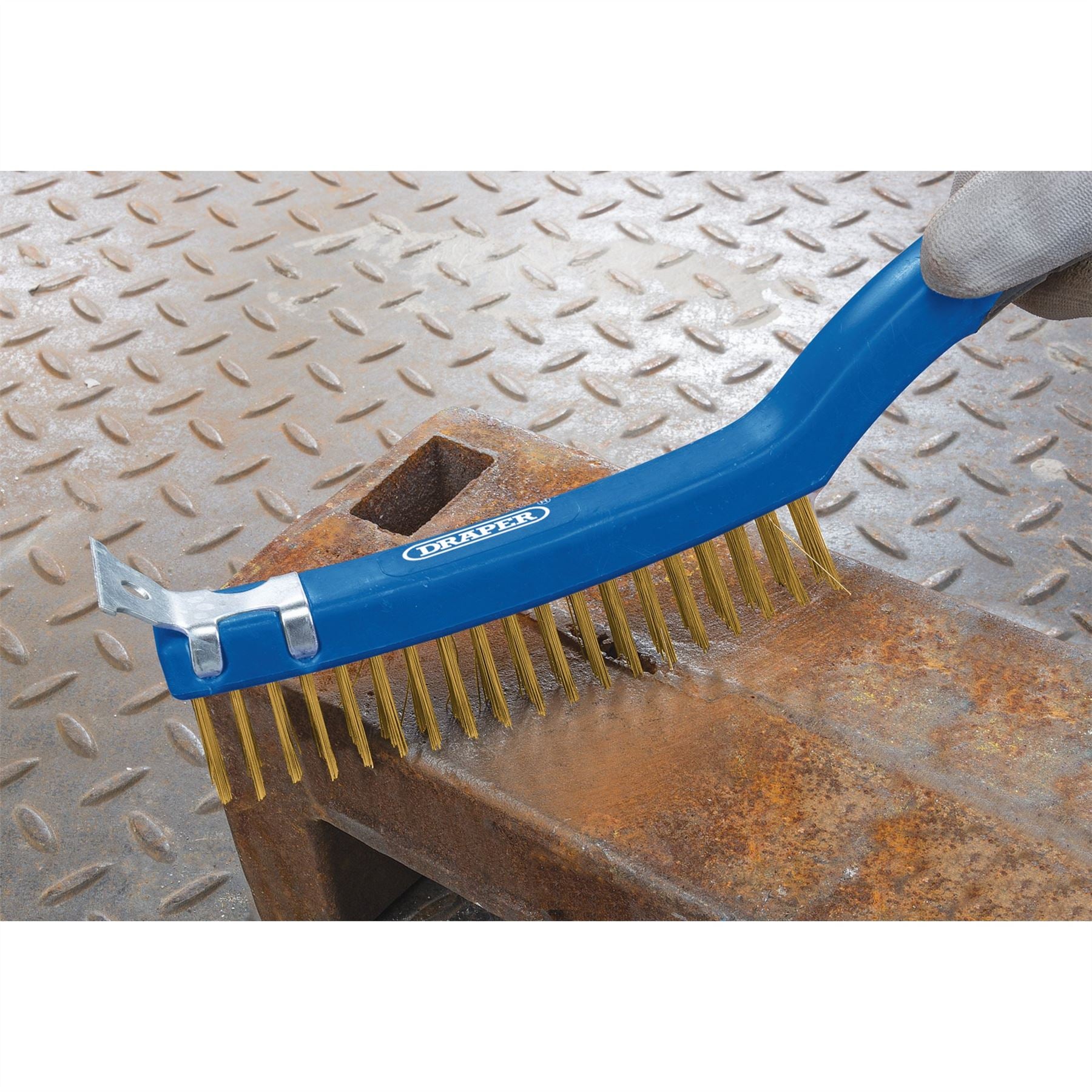 Draper 17181 Brass Wire Scratch Brush with Scraper 350mm Draper