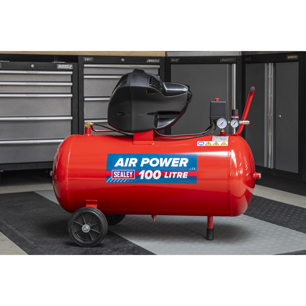 Sealey SAC10030F Air Compressor 100L V-Twin Direct Drive 3hp Oil Free Sealey