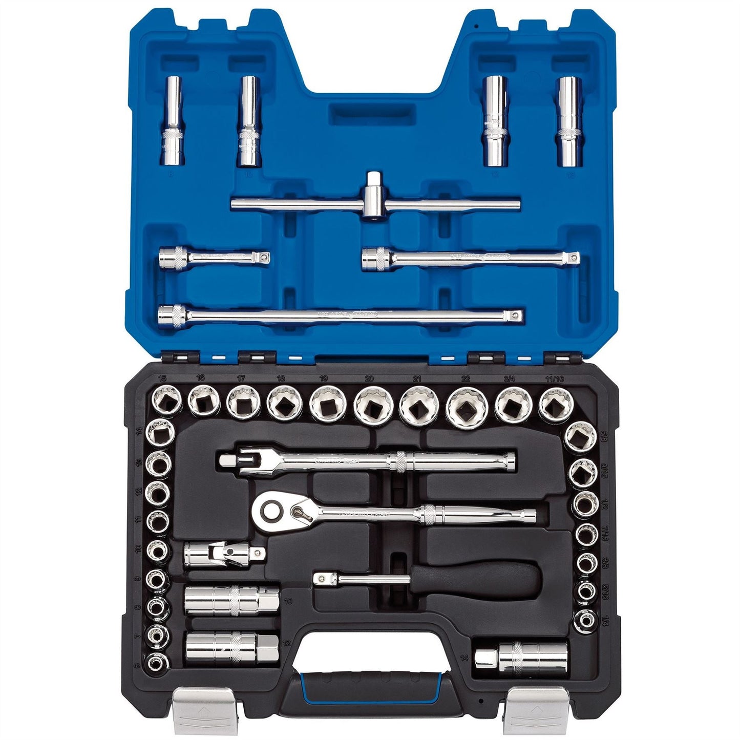 Draper 16465 Expert Combined MM/AF Socket Set 3/8" Sq. Dr. Blue 41 Piece Draper