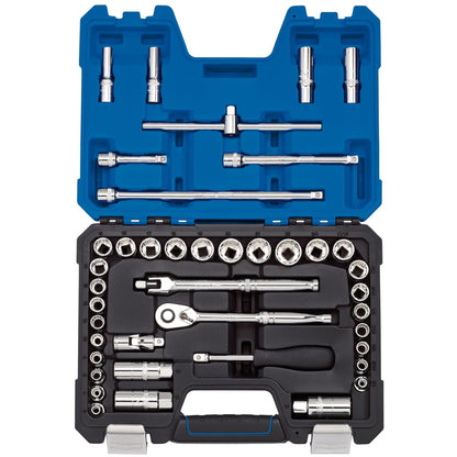 Draper 16465 Expert Combined MM/AF Socket Set 3/8" Sq. Dr. Blue 41 Piece Draper